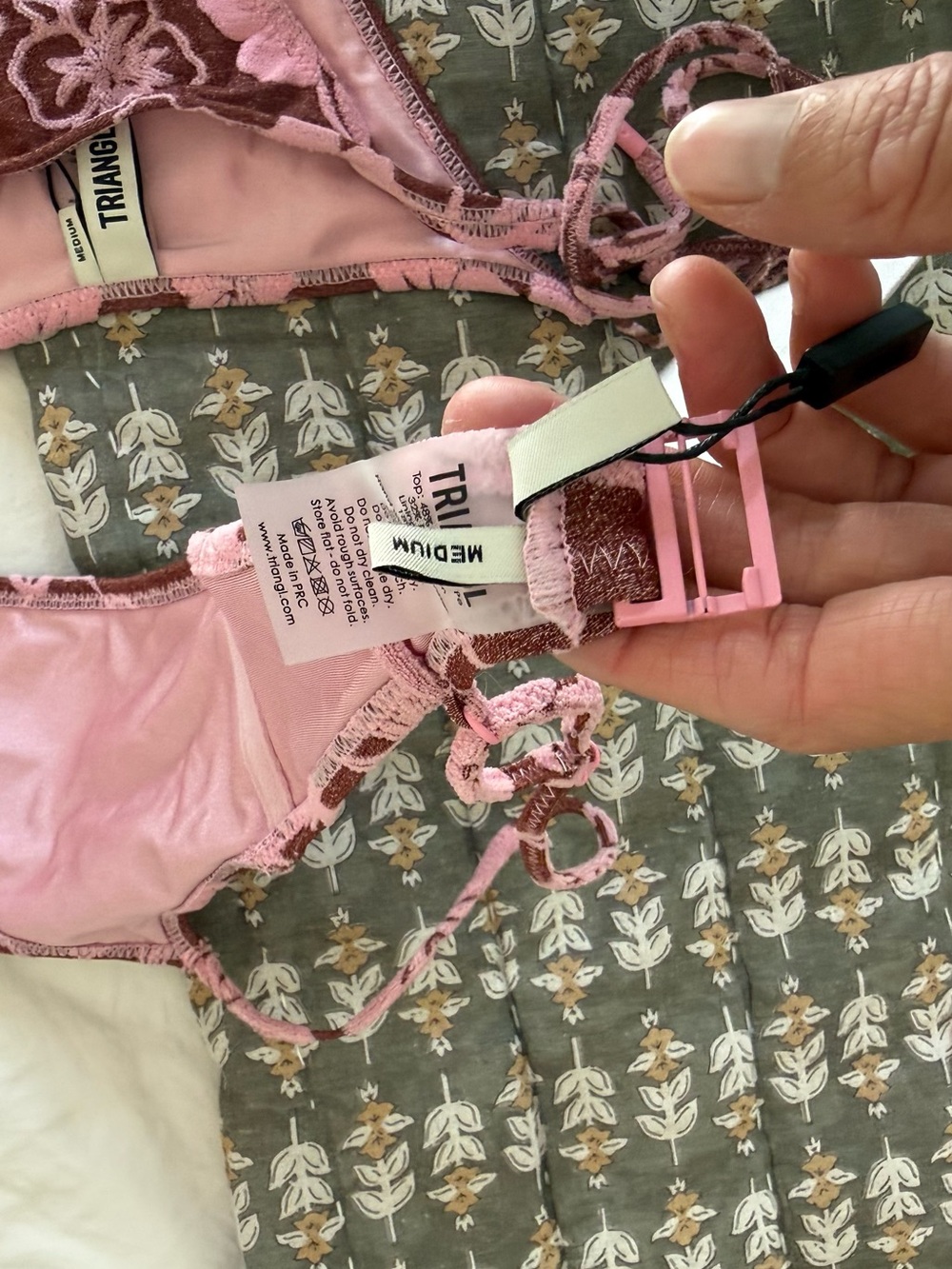 triangl swimwear Pink Floral Bikini Top and bottom - Picture 6 of 10